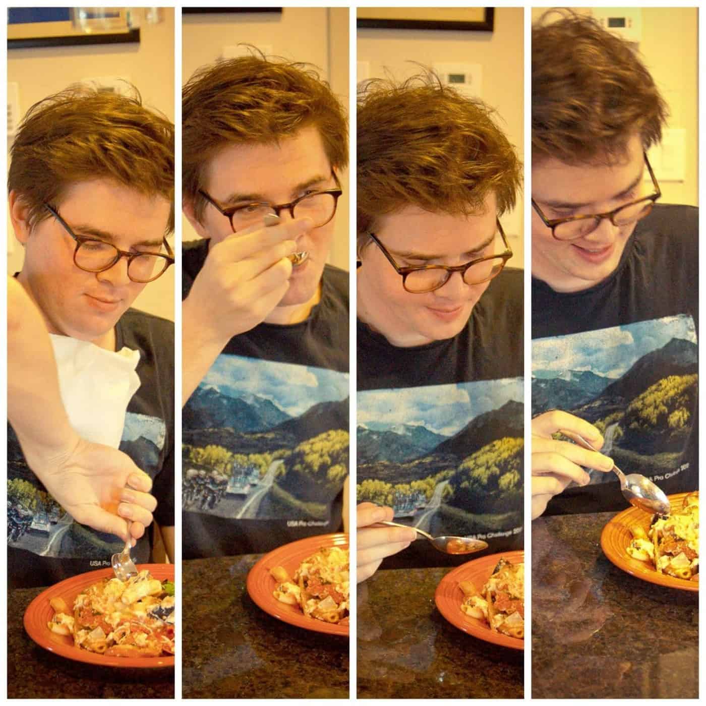Alex evaluates the meal