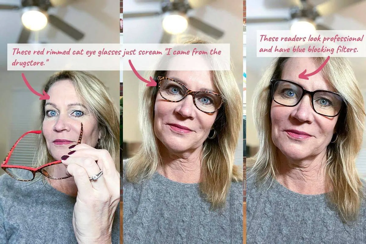 cheap reading glasses vs nice prescription glasses to look younger