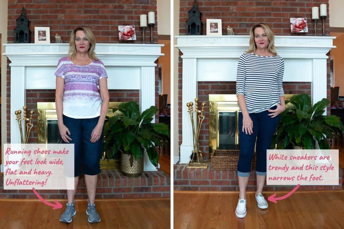 running shoes vs cute white sneakers
