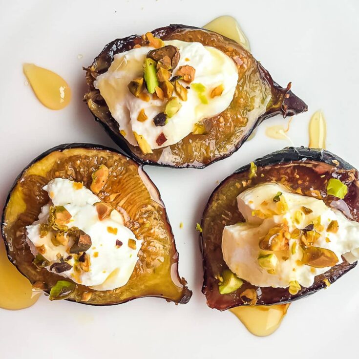 Elegant Honey Roasted Figs Topped With Greek Yogurt And Pistachios