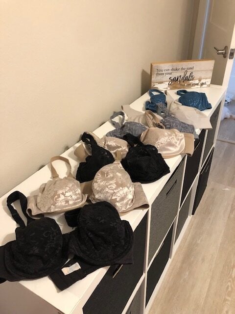 Displaying seven bras